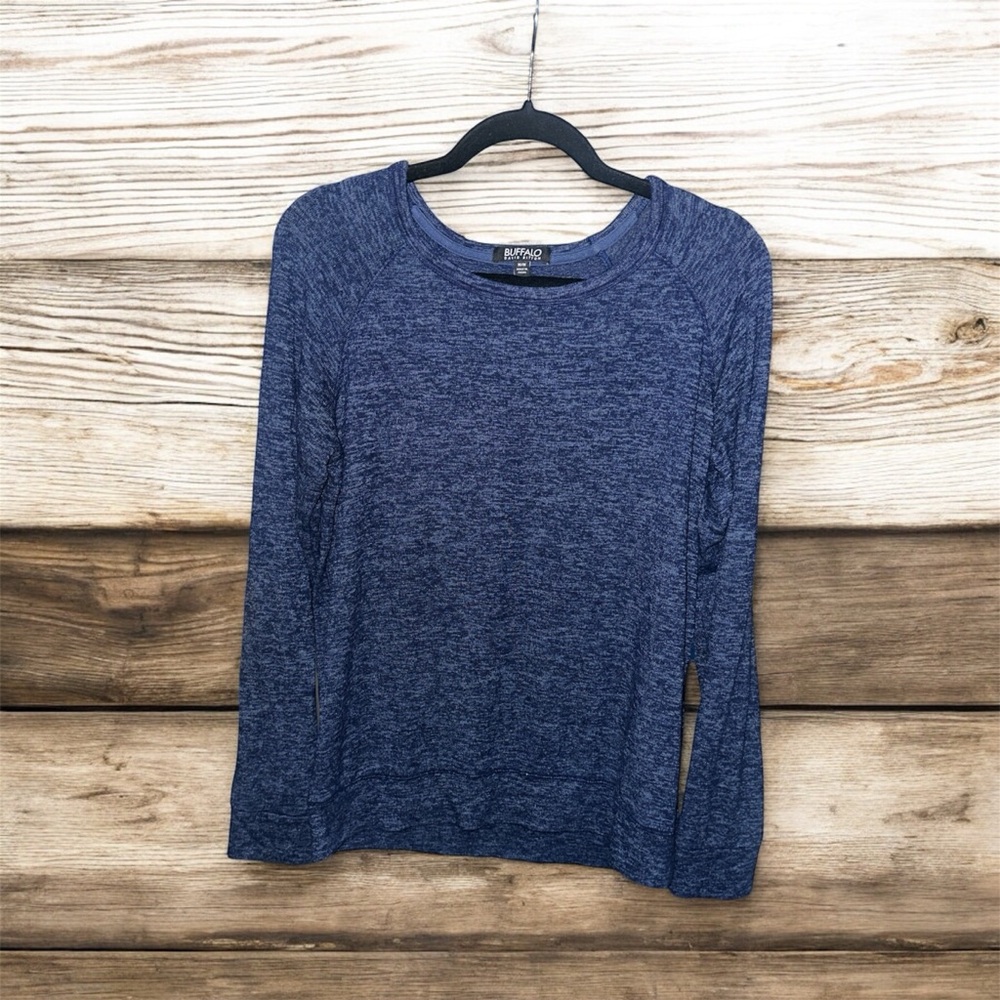 Buffalo David Bitton Heather Navy Raglan Long Sleeve Top